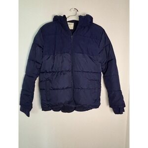 Thereabouts Boys Navy Blue Puffer Jacket Corduroy Trim Hooded Coat XL 18/20